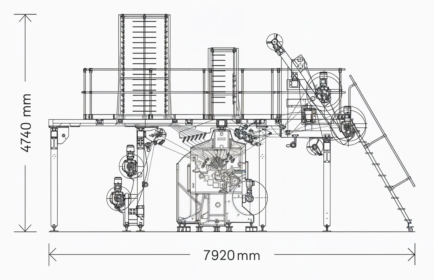 ML46 Lace Multibar Raschel machine sketch