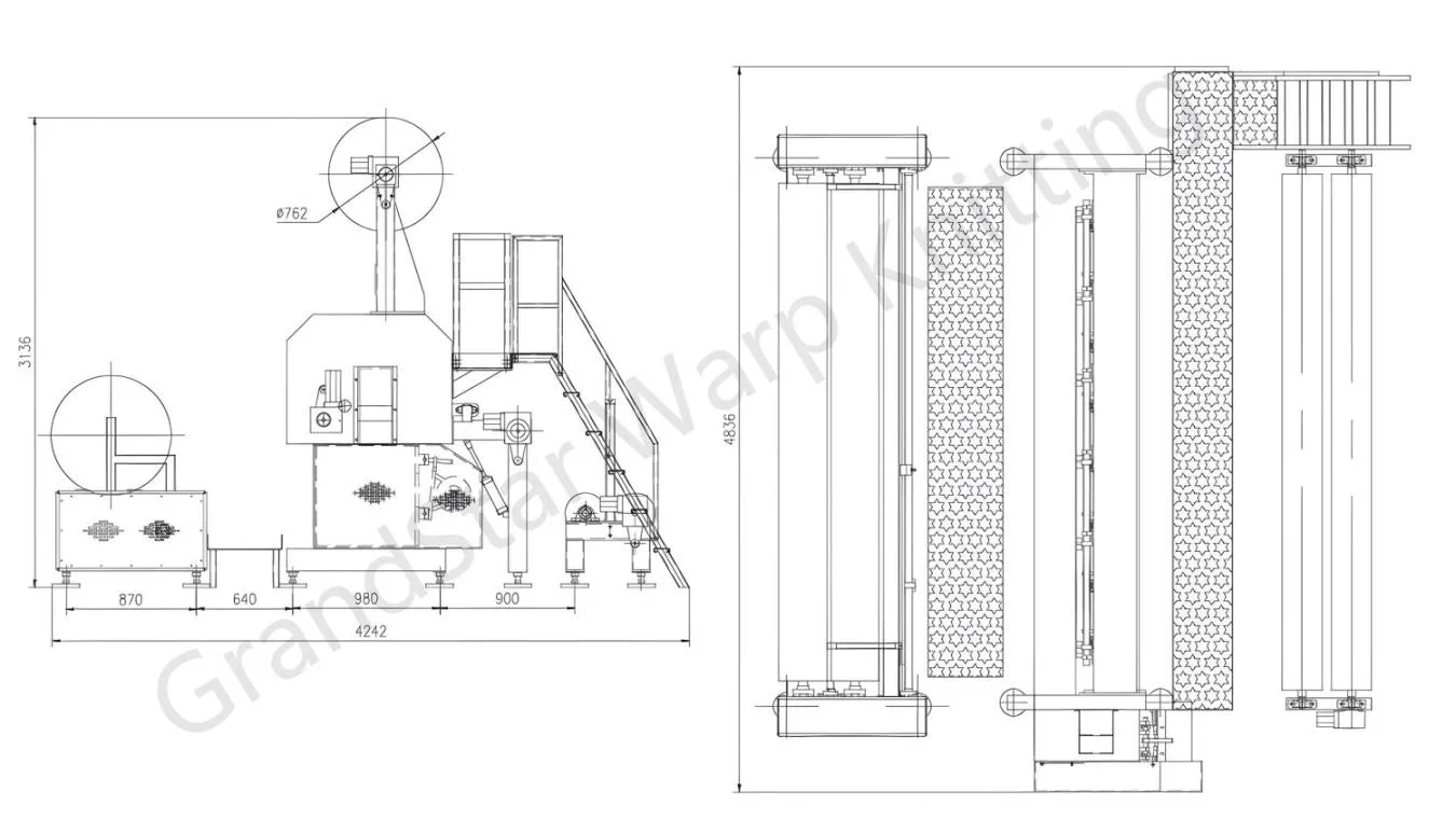 Malivlies stitch bonding machine take-up and batching section